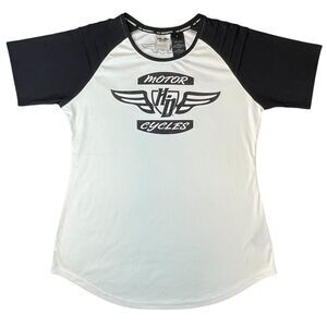 Harley Davidson HD Performance Tee Wing Logo Off-White/Black Size L Moto-Top